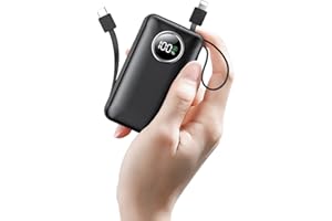 LOVELEDI Power Bank, Portable Charger, 15000mAh PD 30W Fast Charging, Built in Type-C and iOS Output Cables Equipped with LED Display for iPhone Series and Most Electronic Devices(Black)