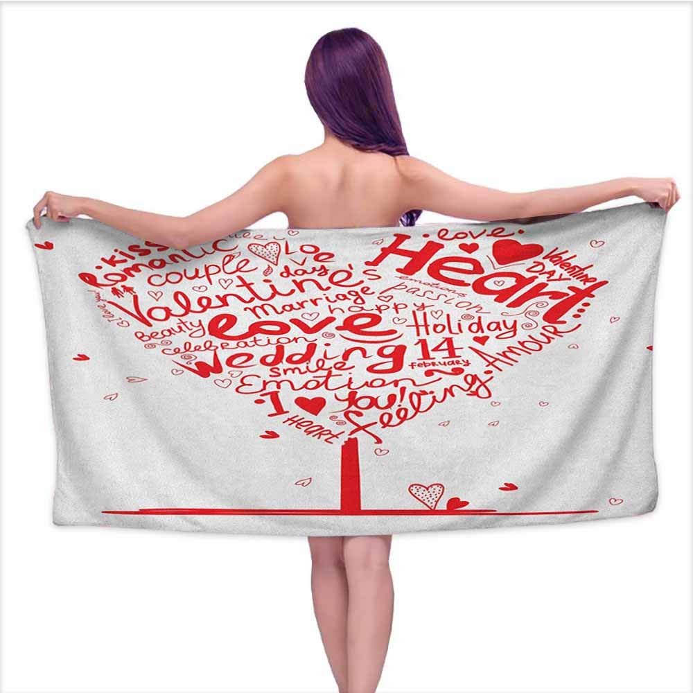 Vermilion White TT.HOME Bath Towels,Love Heart Shape Happiness Tree