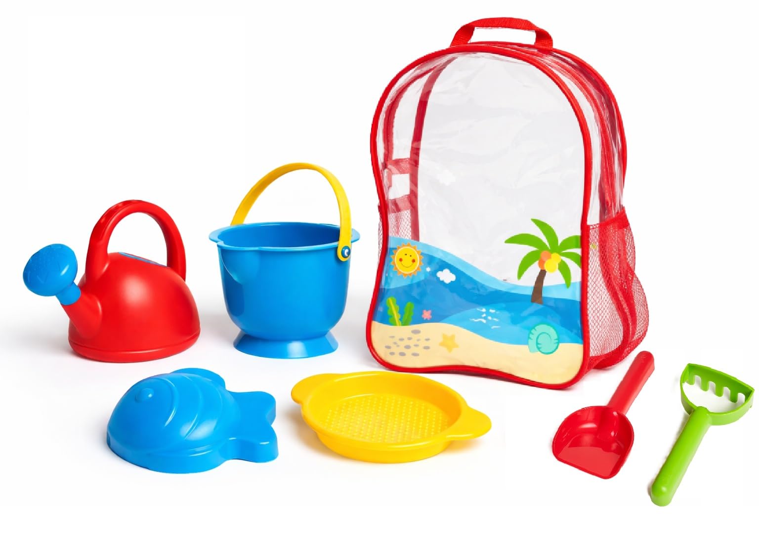 Hape Beach Basics Backpack, Beach Toy/Sand Toy, Multicolor, for Kids 18 Months and Up