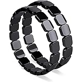 2PCS Hematite Bracelet Men, Reignites Masculine Energy,Natural Hematite Stone Beaded Stretch Healing Bracelets,Natural Pure Black Hematite Bracelet,Bracelets Christmas Gifts For Men