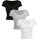 SOLY HUX Girl's Short Sleeve T Shirts 3 Piece Basic Scoop Neck Tees Slim Fit Casual Summer Tops