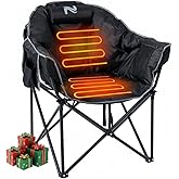 ABORON Oversized Heated Camping Chair, Padded Outdoor Folding Heated Chair with Side Pocket, Heavy Duty Seat for Winter Sports, Patio, Tailgating