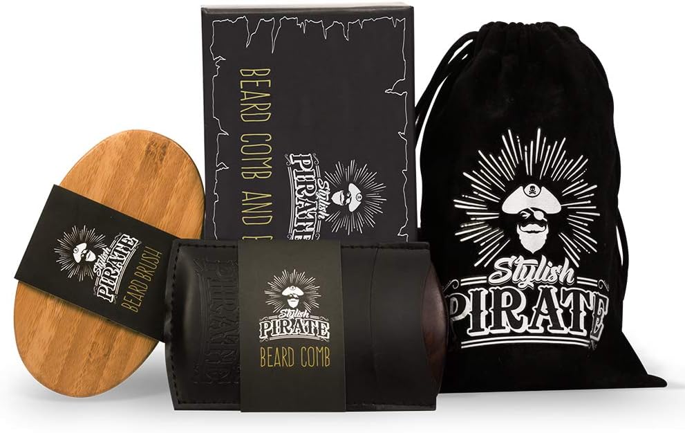 Premium Beard Brush Set for Your Amazing Groomed Beard - Fine and Coarse Comb Teeth and Boar Brisle Brush for Any Type of Beard - Quality Brush and Comb Kit for the Best Looking Beard