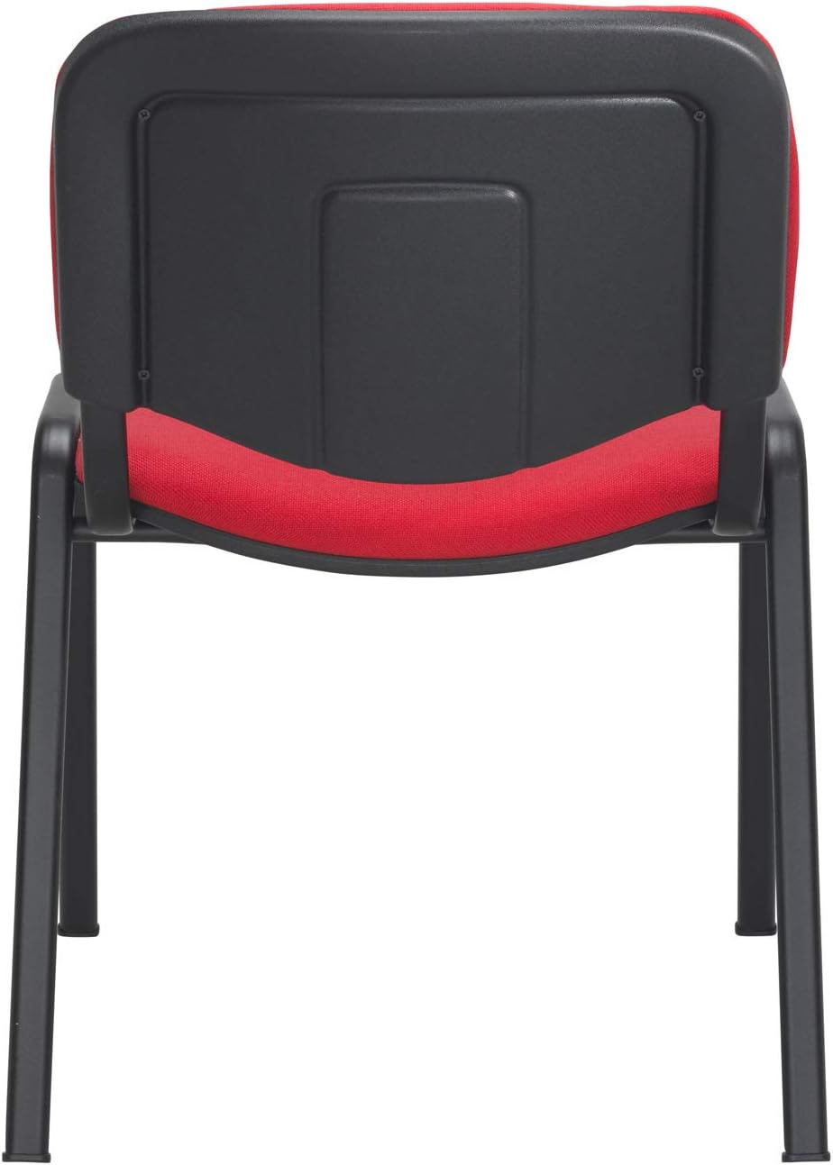 Office Hippo Heavy Duty Stackable Reception Chair, Black Frame, Fabric, Red, Pack of 4 - Image 5