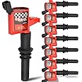 High Performance Pack of 8 Straight Boot - Upgrade 15% More Energy Ignition Coils Compatible with Ford F150 Lincoln Mercury V8 V10 4.6l 5.4l 6.8l Compatible with DG511 C1541 FD508
