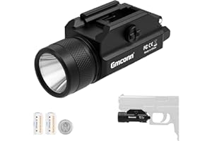 Gmconn 1200 Lumens Rail Mounted Compact Pistol Light LED Strobe Tactical Gun Flashlight with 2 x CR123A Lithium Batteries