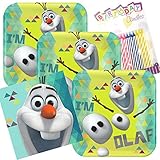 Lobyn Value Pack Disney Olaf Party Plates and Napkins Serves 16 With Birthday Candles