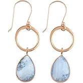 ARTISANJEWELS Natural Gemstone Beads Dainty Earrings, 14K Gold Plated, Wicca & Reiki Healing Crystals, Handmade Boho Lightweight Jewelry, Polished Stones, Christmas Gift for Women