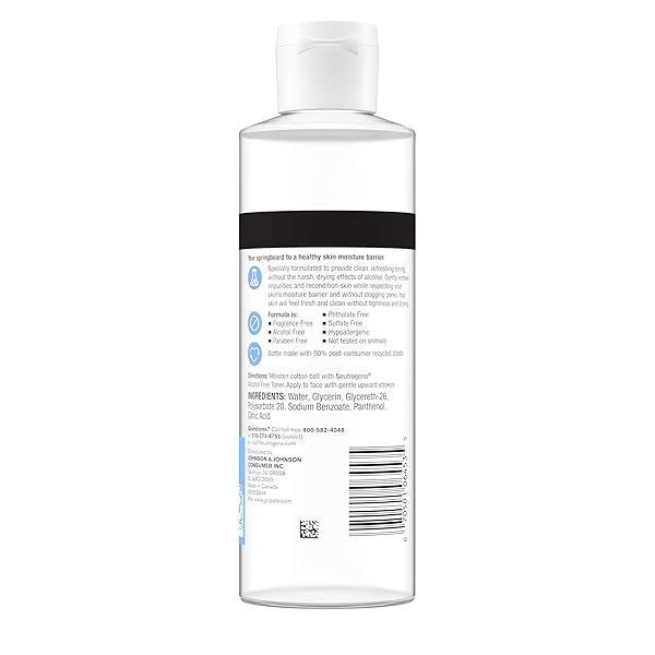 NEUTROGENA ALCOHOL-FREE GENTLE DAILY FACIAL TONER, FRAGRANCE-FREE TO TONE & REFRESH SKIN, GENTLY REMOVES IMPURITIES & RECONDITIONS SKIN, HYPOALLERGENIC, 8 FL. OZ