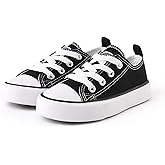 PATPAT Toddler Little Big Kid Lace Up Sneakers Solid Color Canvas Shoes for Girls