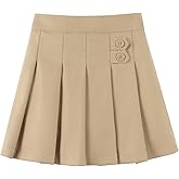 Noomelfish Girls Button Pleated Scooter Skirt School Uniform Skort (5-12 Years)