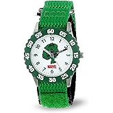 Marvel Hulk Watch for Boys Age 3–7 Featuring Hero Dial – Avengers Gift for Kids Who Love Superhero Toys – Character Dial, Green Bezel with White Numbers, Green Nylon Strap with Velcro
