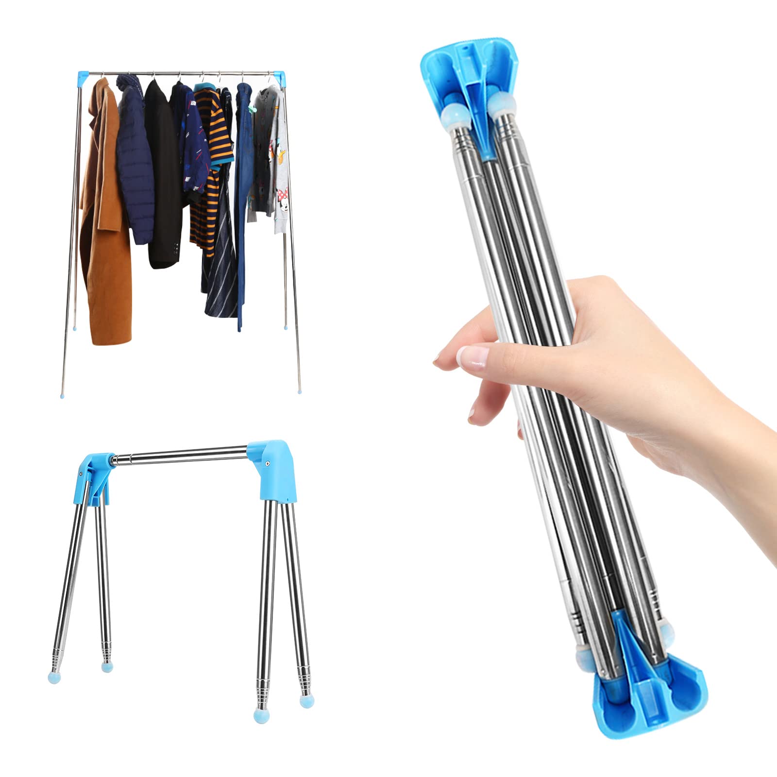 Roadtime Portable Travel Garment Rack, 13-28inch Retractable Clothes Drying Rack, Collapsible Floor Stand Clothes Hanger, Clothes Rack for Home Laundry Camping Travel Outdoor