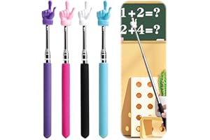 Senbos 4-Pack Retractable Teacher Pointer Sticks – Extendable 21.7" Classroom Pointer for Teachers, Presenters & Kids – Finge