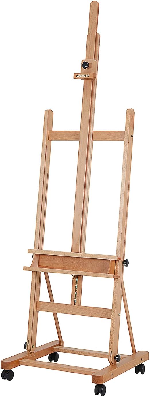 MEEDEN Extra Large Studio HFrame Easel, Adjustable Solid Beech Wood Professional Artist Easel