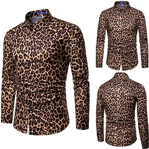 Clearance Men's Shirt, Malbaba Mens Fashion Leopard Print Printed Blouse Casual Long Sleeve Slim Shirts Tops