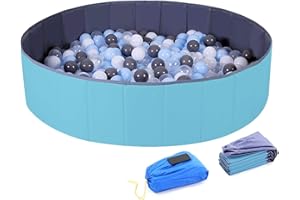 WWS 4 Feet Ball Pit for Kids/Baby Play Yard/Fence, Holds Over 600 Balls, Folding Portable, No Need Inflate, More Than 12 Sq.ft Play Space, Light Blue