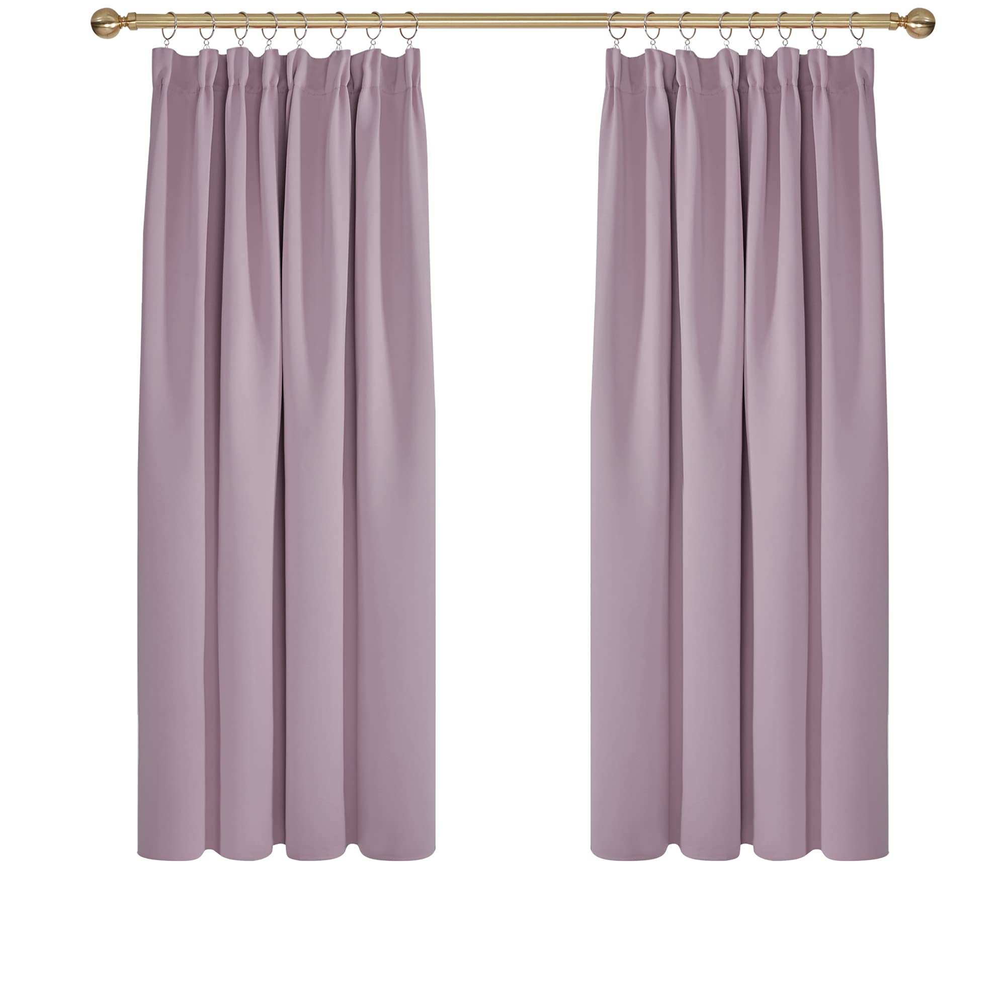 Deconovo Blackout Curtains Super Soft Thermal Insulated Room Darkening Pencil Pleat Blackout Curtains for Bedroom 52x54 Inch Pink Lavender 2 Panels