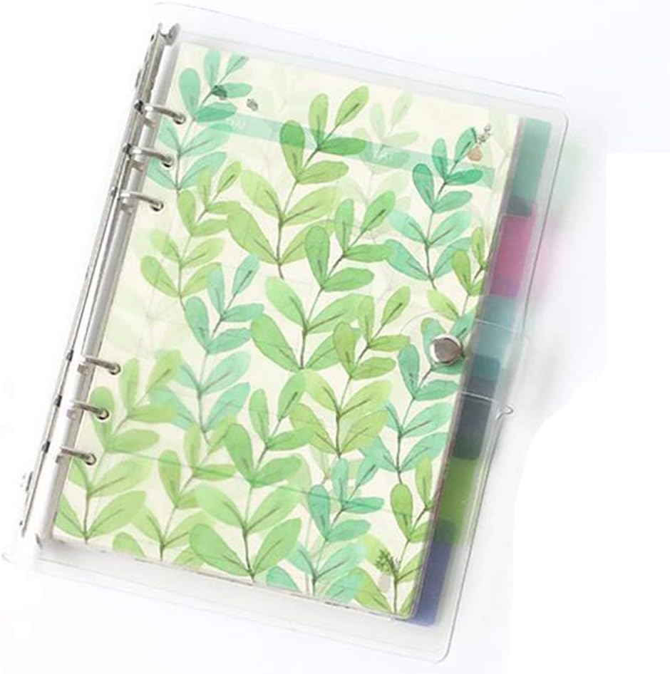 DEBON 6-Ring Loose Leaf Binder A5 Planner DIY Journal PVC Spiral Notebook Accessories Included 80 Insert Pages (Dot/Square/Lined/Blank), 6 pcs PP Index Dividers, 1 PVC Zipper Pouch, Refillable