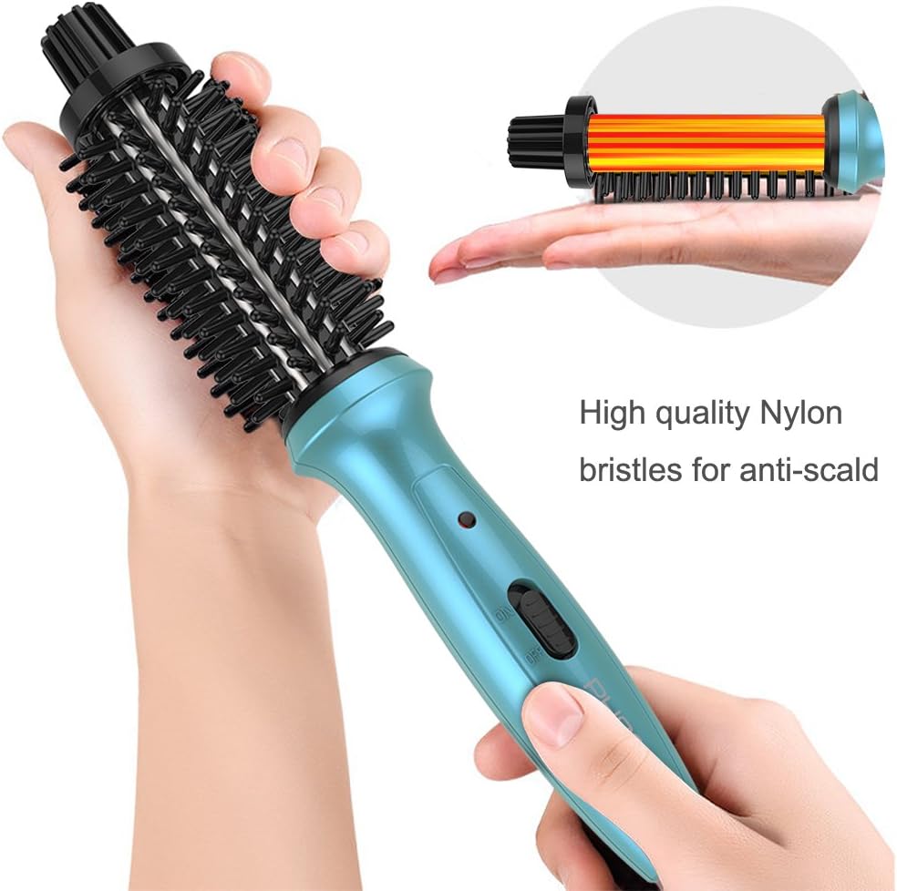 Mini Curling Iron PHOEBE Hair Brush for Travel, 3/4 Inch Dual Voltage Ceramic Tourmaline Ionic Hot Curler Brush with Traveling Bag for Europe, Professional Heated Brush Styler for Short Hair: Health & Personal Care
