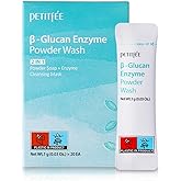 Petitfee B-Glucan Enzyme Wash 1g*20ea - Facial Cleanser, Cleansing Powder with Papaya Extract Papain, Rice Extract for Mild, Daily Exfoliation, Powder Soap, Cleansing Mask, Travel Size