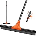 JEHONN Floor Squeegee Heavy Duty with 58.3 inches Long Handle, Rubber Scraper Broom for Cleaning Foam Water on Garage Concret