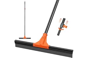 JEHONN Floor Squeegee Heavy Duty with 58.3 inches Long Handle, Rubber Scraper Broom for Cleaning Foam Water on Garage Concret