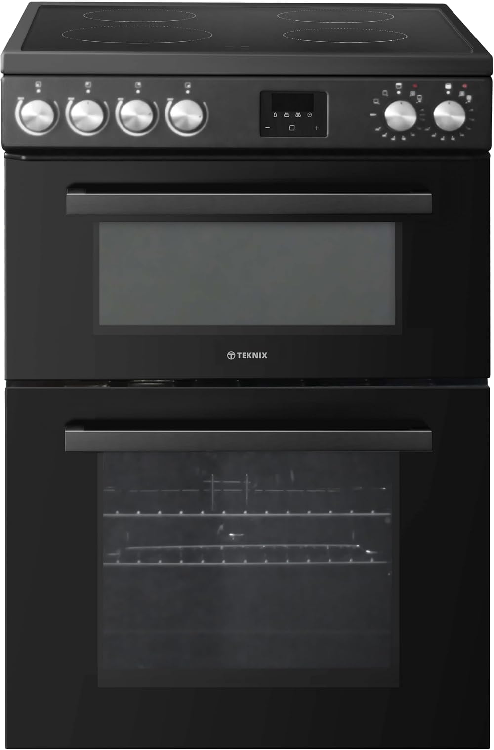 Teknix TKED64B 60cm Ceramic Double Oven Electric Cooker Black