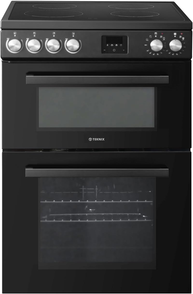 Teknix TKED64B 60cm Ceramic Double Oven Electric Cooker Black