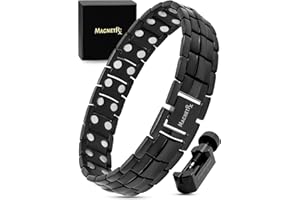 MagnetRX® Ultra Strength Magnetic Bracelet - Effective Stainless Steel Magnetic Bracelets for Men - Adjustable Bracelet Length with Sizing Tool for Perfect Fit (Black)