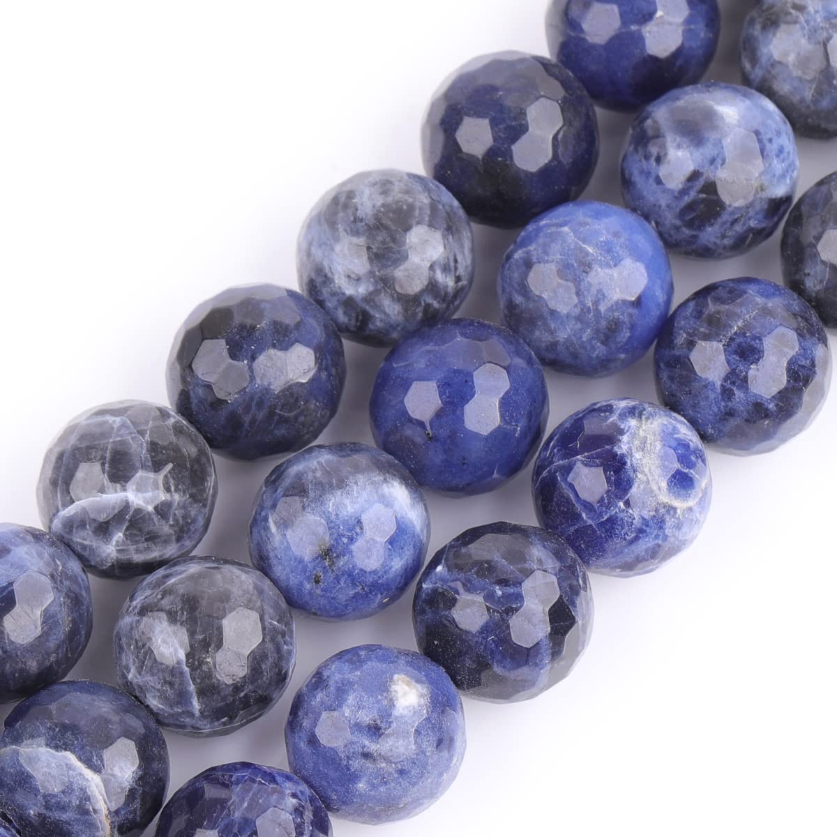 Sweet & Happy Girl's Store 10mm Round Faceted Gemstone Sodalite Beads Strand 15 Inch Jewellery Making Beads