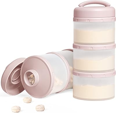 Termichy Baby Milk Powder Dispenser Pots 2 Pack Pink Stackable Infant Formula
