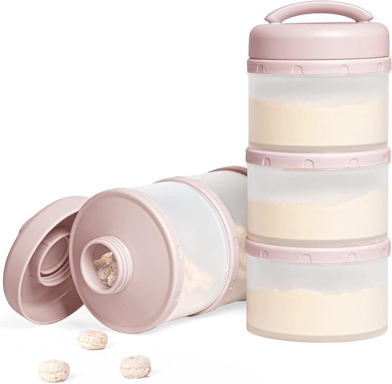 Termichy Baby Milk Powder Dispenser Pots 2 Pack Pink Stackable Infant Formula