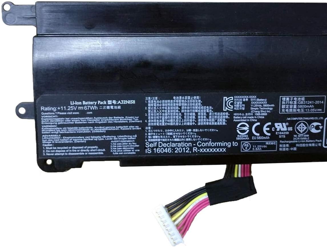 ASKC A32N1511 Laptop Battery for ASUS ROG G752 G752V G752VL G752VT G752VM G752VY G752VS GFX72J GFX72VT6700 G752VL-BHI7N32 Series A32LM9H 0B110-00370000 67Wh - Image 3