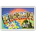GREETINGS FROM 50 American states vintage reprints postcard set (ca. 1930-1940's). Large letter name postcards of each U.S. state. Post card variety pack. Made in USA.