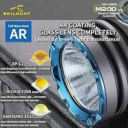 SKILHUNT M200 1400 Lumens Bright Magnetic USB