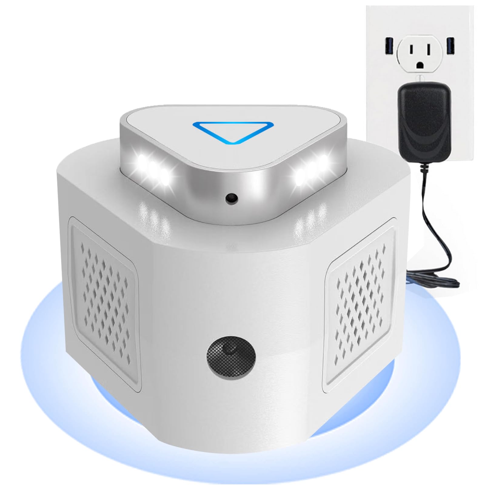 Photo 1 of 360° Rat Deterrent, Ultrasonic Rodent Repeller Indoor, Electronic Mouse Repellent Devices Pest Rat Mice Squirrel Deterrent with 4-Modes & 9-LED Strobe Lights for House Kitchen Garage Warehouse RV
