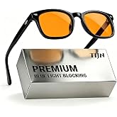 TIJN Premium Blue Light Blocking Glasses for Women Men Computer Gaming Use | Square TR90 Frame Nerd Eyeglasses Anti Blue Ray with Red, Orange, Clear Lens for Computer, Phone, TV and Evening Screen Use