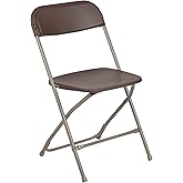 Flash Furniture Hercules Series Plastic Folding Chair Brown - 10 Pack 650LB Weight Capacity Comfortable Event Chair-Lightweig
