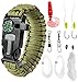 Paracord Bracelet Emergency Kit 17 pcs Survival Gear by A2S - Ultimate Survival Series includes 12 pcs Fishing Gear & Baits - Emergency Food Preparedness for all (Green, Large 9.5