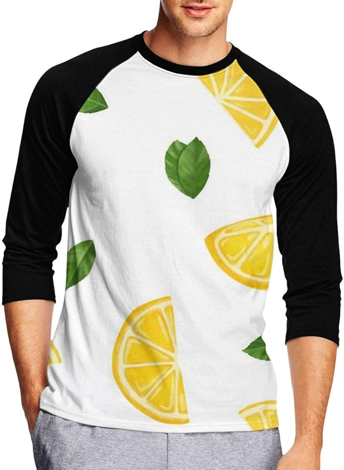 Amazon.com: Yellow Lemon Mens Baseball Raglan T Shirts, 3/4 Sleeves Casual Athletic Baseball 