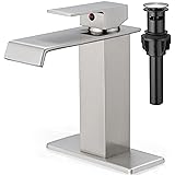 HOIGY Brass Brushed Nickel Waterfall Faucet, Single