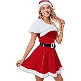 Khanda Christmas Costumes for Women Sexy Santa Dress Velvet Cape anf Belt for Cosplay Mrs. Claus Costume Christmas Outfits