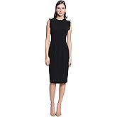 Maggy London Womens Ruffle Neck and Armhole Sheath Dress