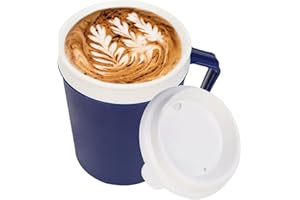 Agatige 500ml Spill Proof Insulated Coffee Mug, Portable Handicapped Tea Cup Travel Cups with Tumbler Lid and Handle for Adults, Disabled, Elderly