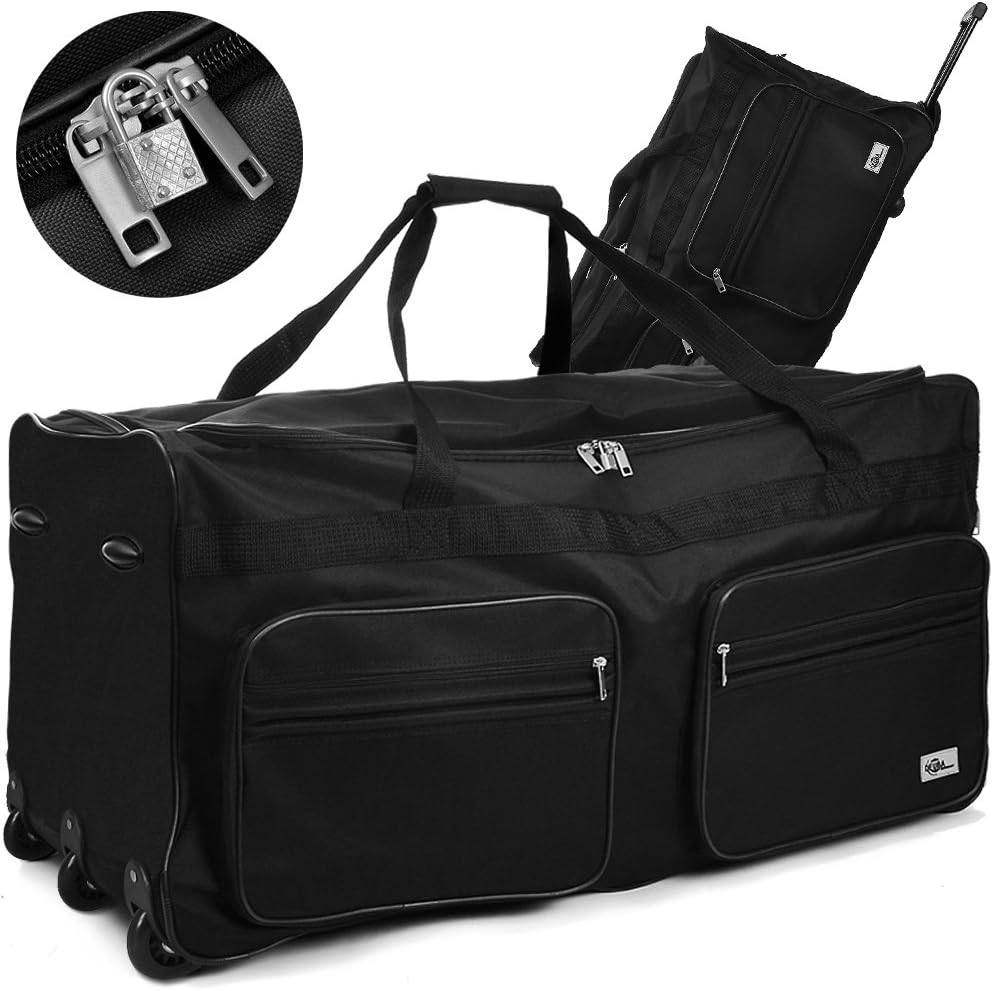 MONZANA® Travel Bag with Trolley Function, Black, 160L = 85 x 43 x 44 cm (LxWxH)