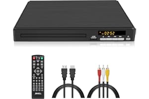 JOVELL DVD Player for TV (Black Model-198), Region-Free DVD CD Player for Home with HDMI/RCA/Coaxial Output USB Input, Plays All Regions and Multi-Format, 1080P HD Compact DVD Player for Family Movies