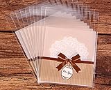 100 PCS Lovely Cute Bowknot OPP Self Adhesive Cookie Bakery Candy Biscuit Roasting Treat Gift DIY Plastic Bag (Style-18)