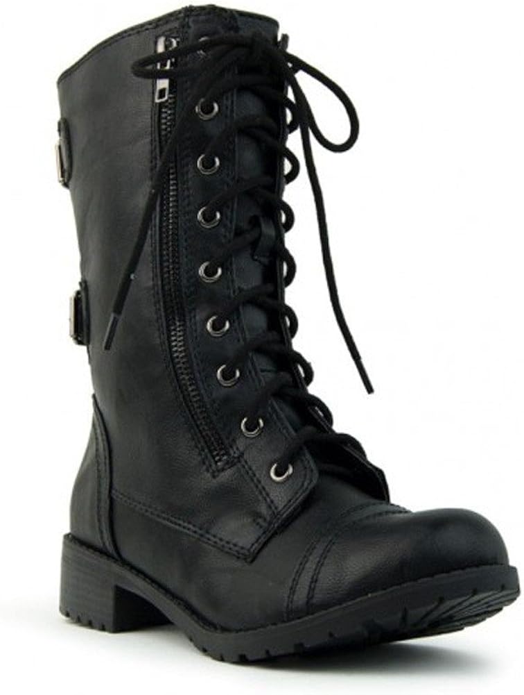 Lace up mid calf combat boots Clearance