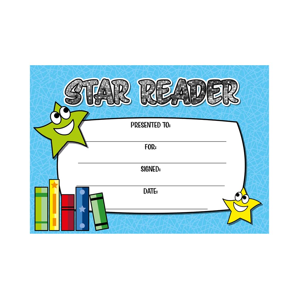 'Star Reader' Sparkly Certificate from SuperStickers (A5). Pack of 20.